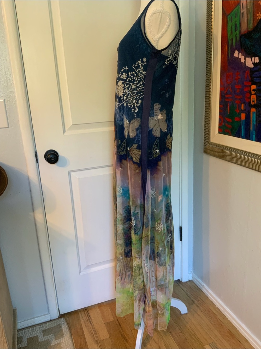 NWT Johnny Was Aurelius Mesh Embroidered Dress Over Printed Slip - Picture 11 of 14